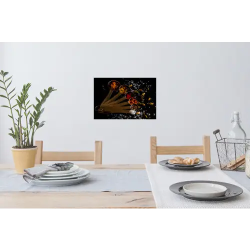 Kruiden - Lepels - Zout - Specerijen - Zwart Muursticker klein -eettafel