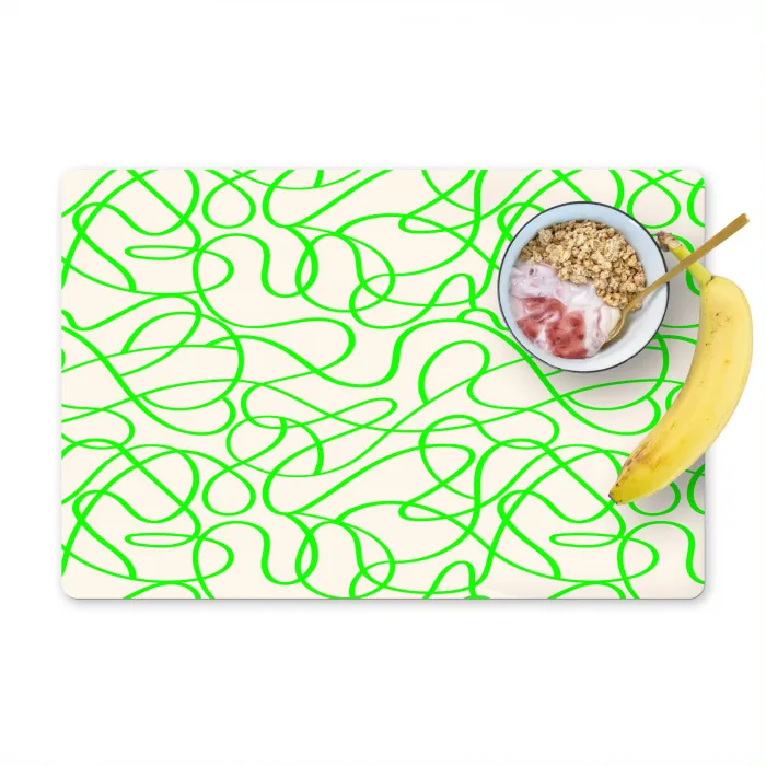 Groen - Lijnen - Abstract - Neon Placemat vinyl groot 368 -zzzproduct_Kitchenyeah-website