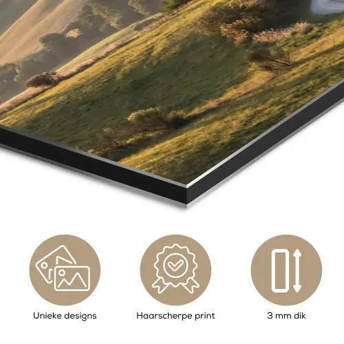 Toscaans - Landschap - Heuvels aluminium wit klein -closeup_NL