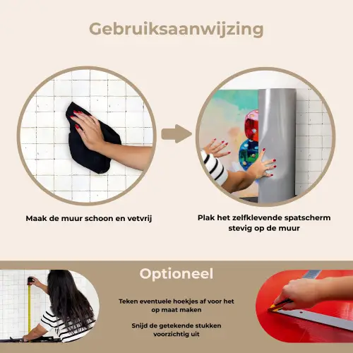 Dobbelstenen - Kleurrijk - Getallen - Stipjes keuken achterwand spatscherm klein -gebruiksaanwijzing_NL