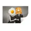Ontbijt - Koppel - Ei - Brood Muursticker klein -3d