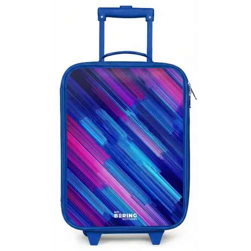 Neon - Strepen - Abstract - Blauw - Roze Kinderkoffer - Blauw klein -zz3dotto