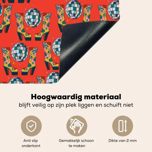 Rood - Disco - Patroon Inductie beschemer met haakjes klein 777 -ky-onderkant-nl