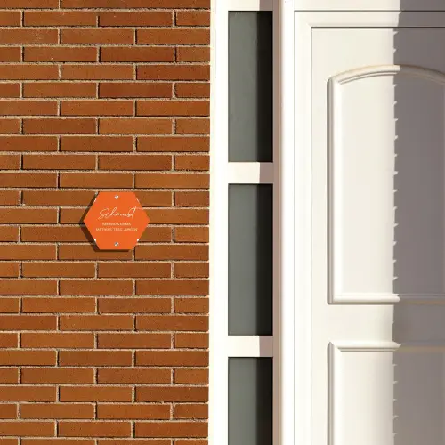 Weiße Herzchen in den Ecken - Elegant Naambord Hexagon klein -sfeer3-hexagon-XS