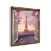 Doorkijk - Parijs - Eiffeltoren - Roze - Kersenbloesem aluminium wit klein -3d