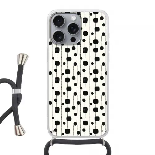 Grafisch - Modern - Zwart Hoesje iPhone 16 Pro Max met koord klein 804 -3d