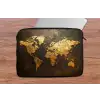 Wereldkaart - Goud - Roest laptophoes neopreen klein -tafel