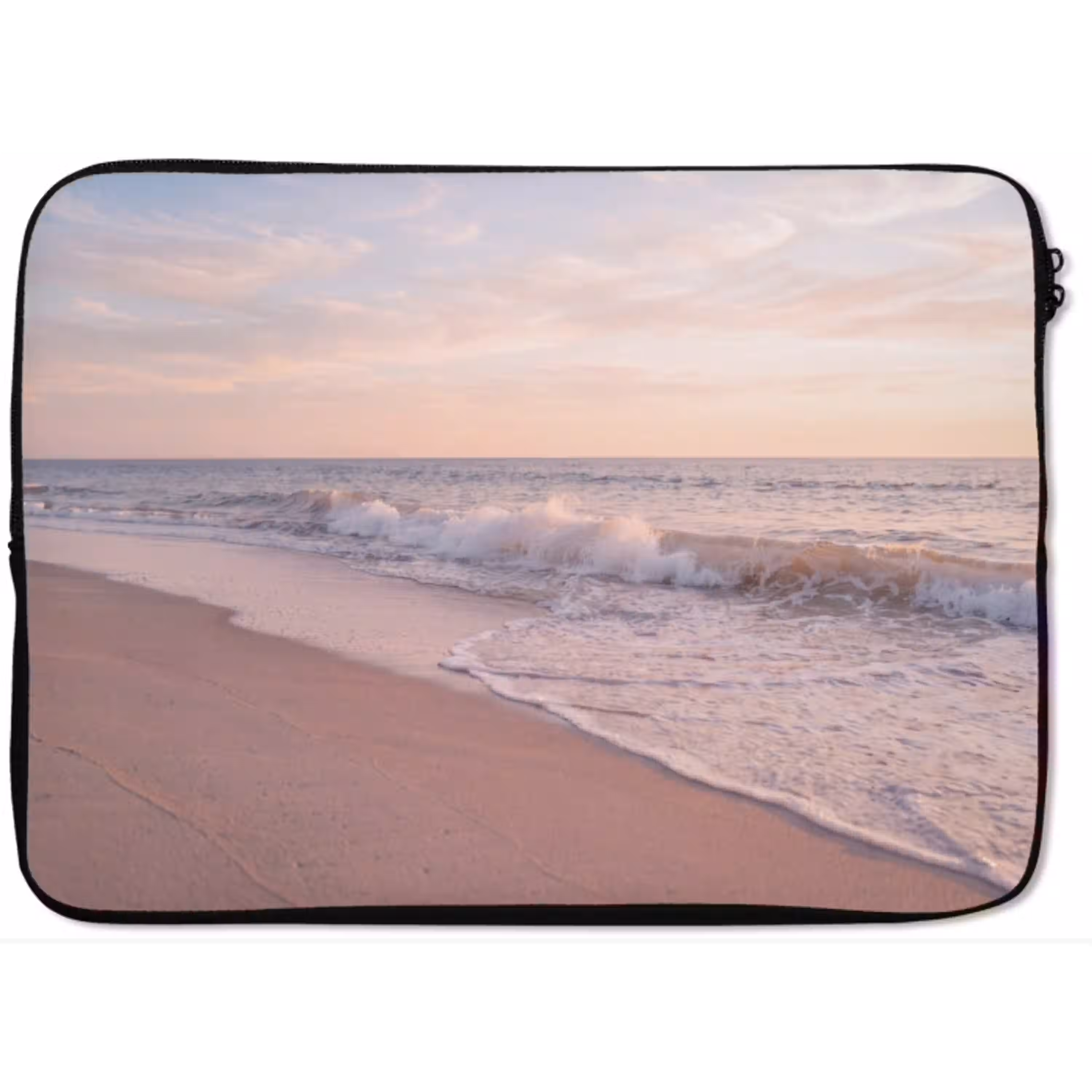Strand - Zee - Golven - Natuur - Zonsondergang laptophoes neopreen klein -zkaufland3dotto