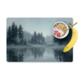 Bos - Meer - Mist - Natuur - Grijs Placemat vinyl groot -zzzproduct_Kitchenyeah-website