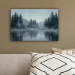 Bos - Meer - Mist - Natuur - Grijs canvas 2cm klein -sfeer3