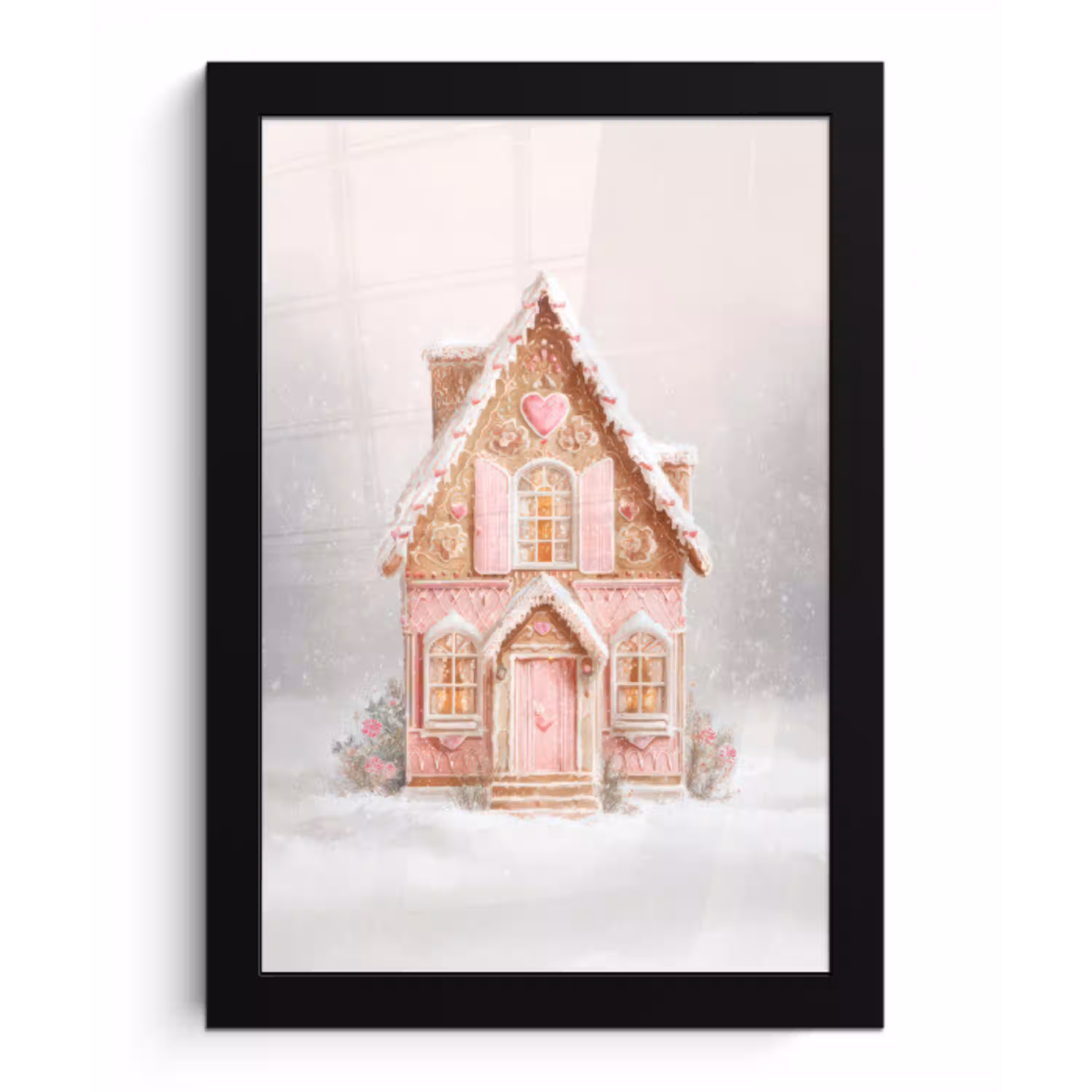 Huisje - Suiker - Pastel fotolijst zwart zonder passe partout klein -3d