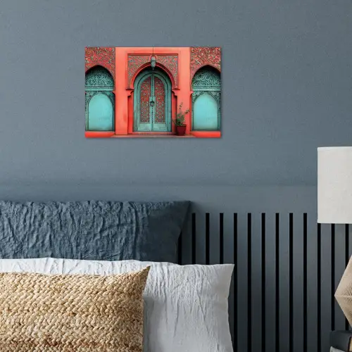 Lantaarn - Deur - Turquoise poster papier klein -sfeer2