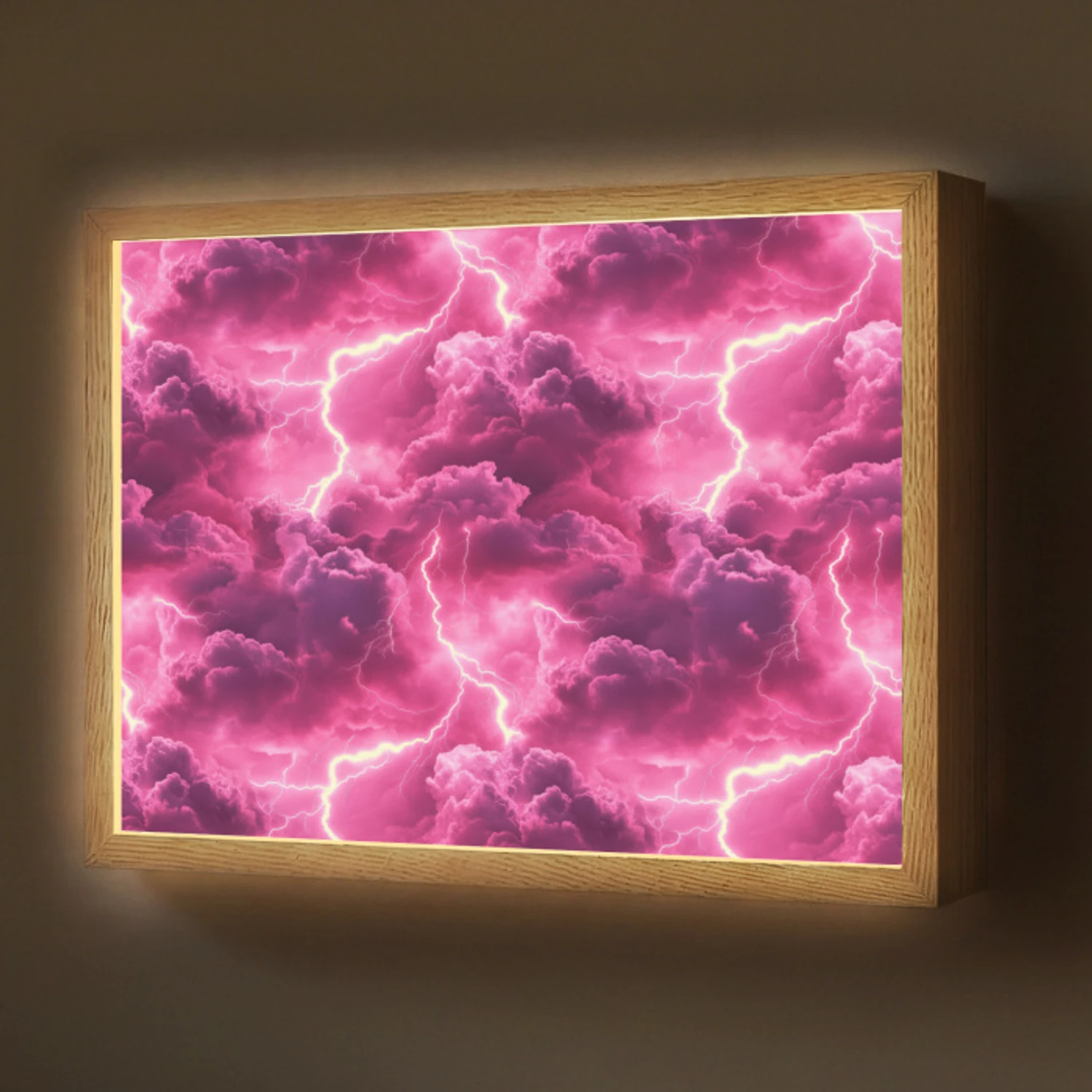 Roze - Onweer - Wolken Light Box met batterij (Wandlamp) middel 907 -z3d_website