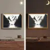Roeiboot - Mistig - Bergen - Vogels Light Box met batterij (Wandlamp) middel -sfeer3