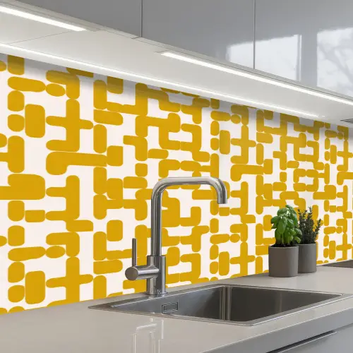 Geel - Beige - Patroon keuken achterwand 2 middel 871 -3d_schuin