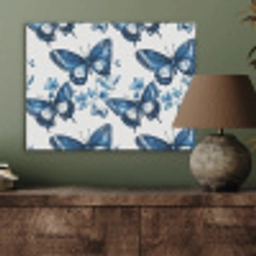 Blauw - Vlinders - Bloemen - Wit PET vilt klein 837 -sfeer2