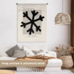 Sneeuwvlok - Kerstmis - Zwart - Feestdagen Wandkleed katoen middel -sfeer1