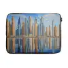 Skyline - Wolkenkrabbers - Water - Blauw laptophoes neopreen klein -3d