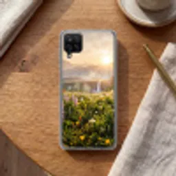 Vlinders - Waterval - Bloemenveld Telefoonhoesje Samsung Galaxy A12 klein -sfeer1