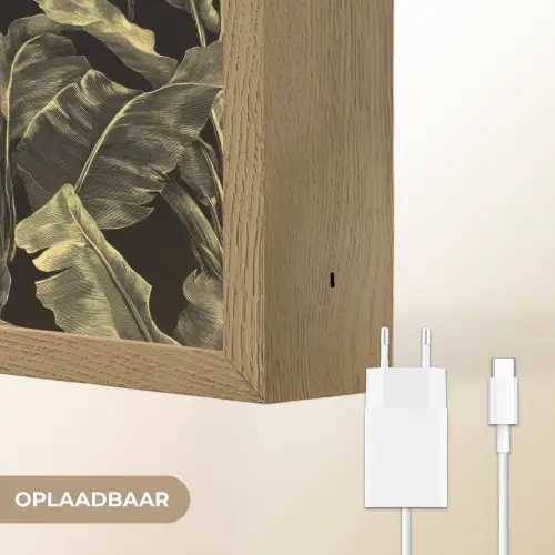 Botanisch - Bladeren - Groen Light Box met batterij (Wandlamp) middel 907 -USP_websiteoplaadbaarNL