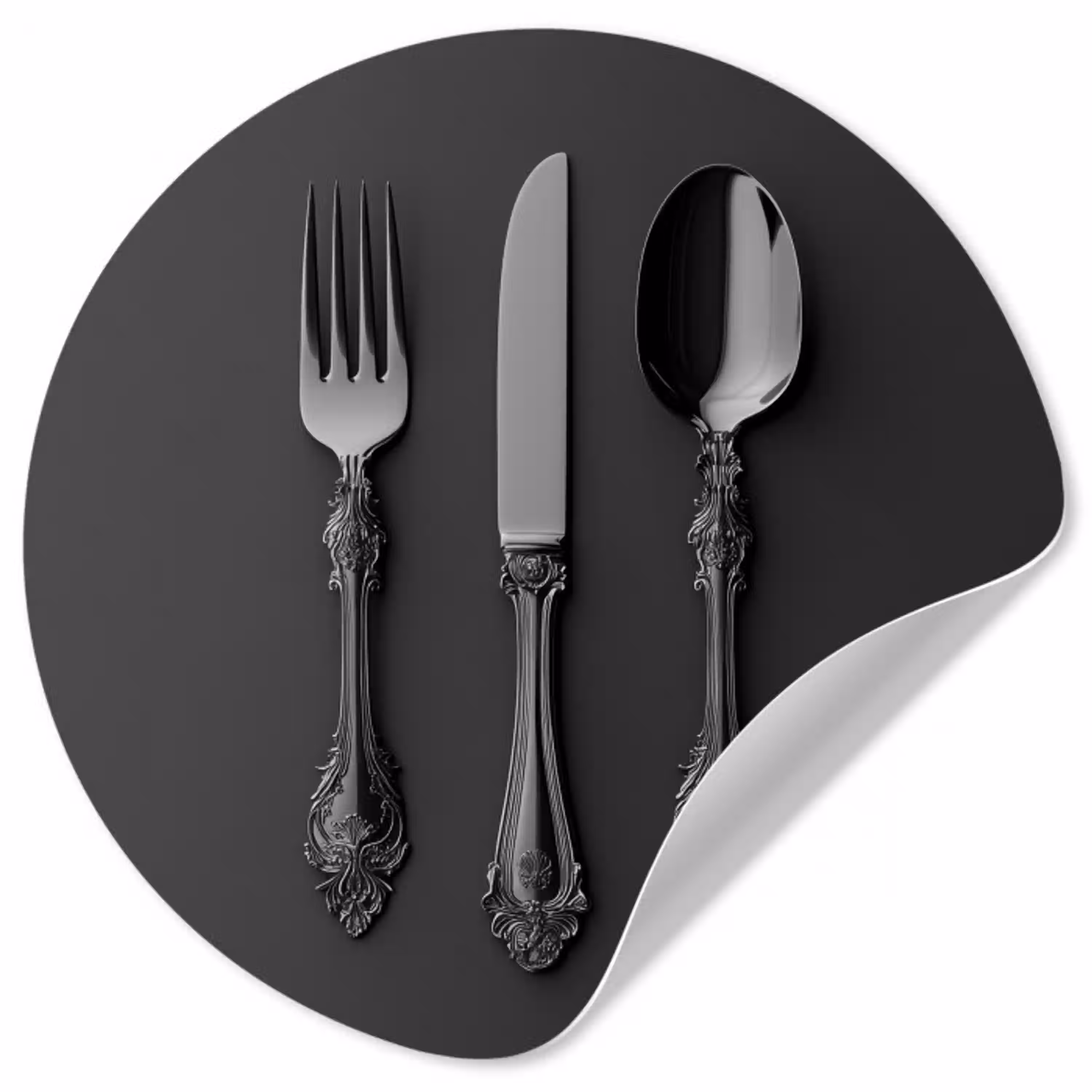 Bestek - Zwart Wandcirkel behangsticker klein -3d