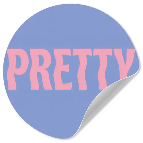 Pretty - Roze - Blauw - Golvend Wandcirkel behangsticker klein -3d