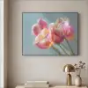 Tulpen - Roze - Stelen Textielframe zwart klein -sfeer2