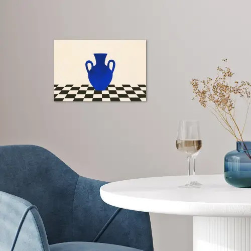 Vaas - Blauw - Geblokt - Modern poster papier klein -sfeer3