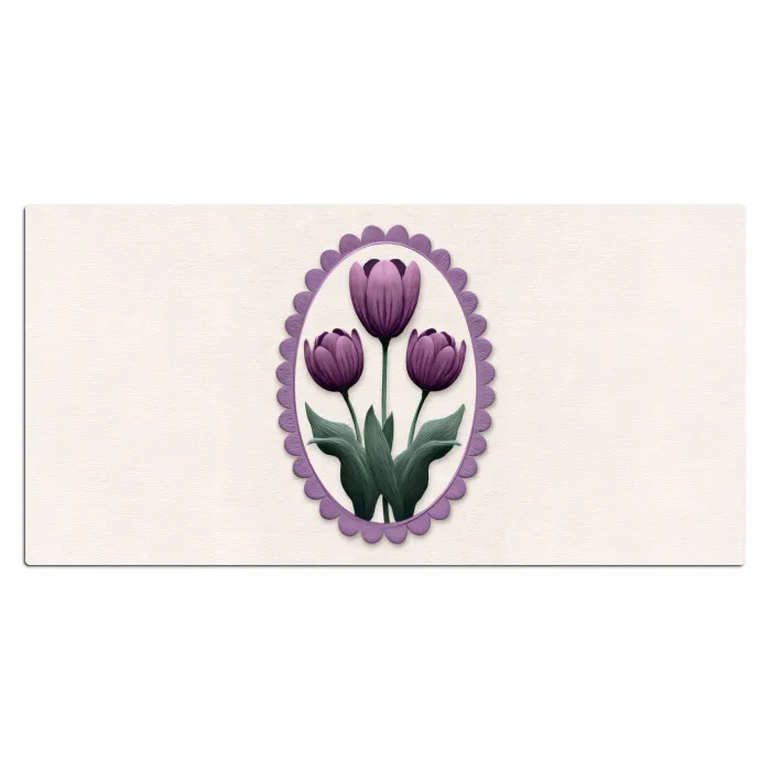 Tulpen - Paars - Lijst - Bladeren Muismat XXL klein -3d_leeg