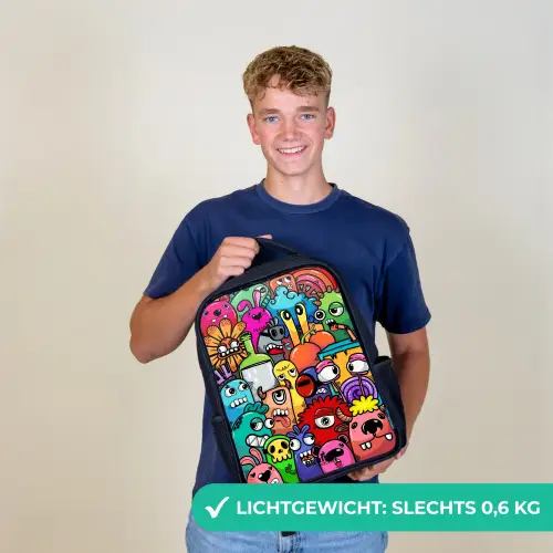 Knallende gekleurde monsters Rugzak - Zwart middel -sfeer7_NL
