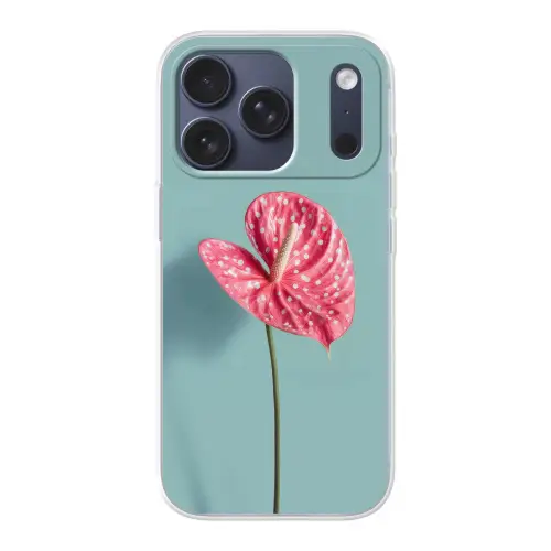 Blad - Anthurium - Stippen - Roze Telefoonhoesje iPhone 17 Pro klein -3d
