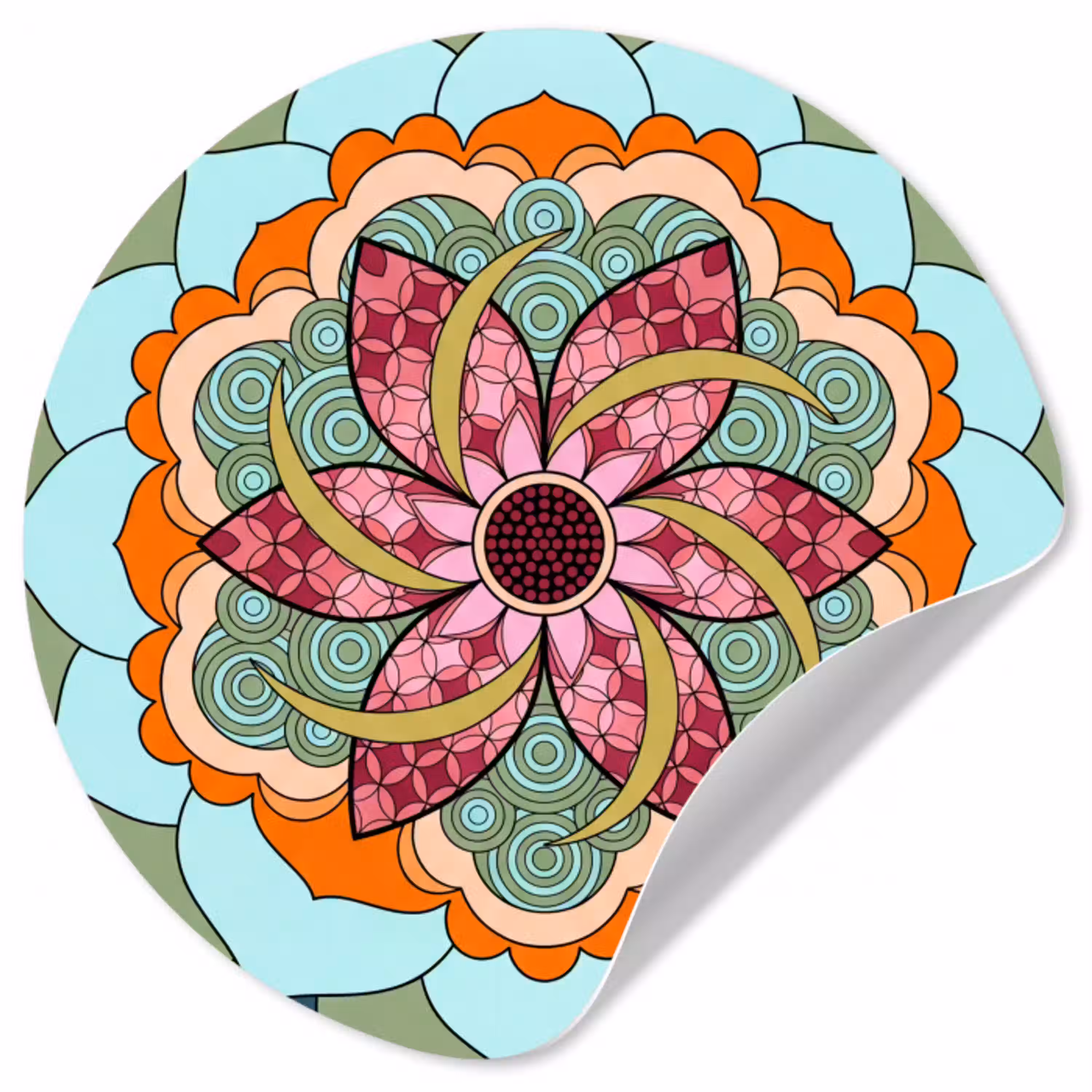 Mandala - Geometrisch - Kunst - Decoratief - Kleurrijk Wandcirkel behangsticker klein -3d