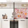 Bloemen - Design - Roze - Oranje keuken achterwand 2 middel 871 -voor-na2_NL