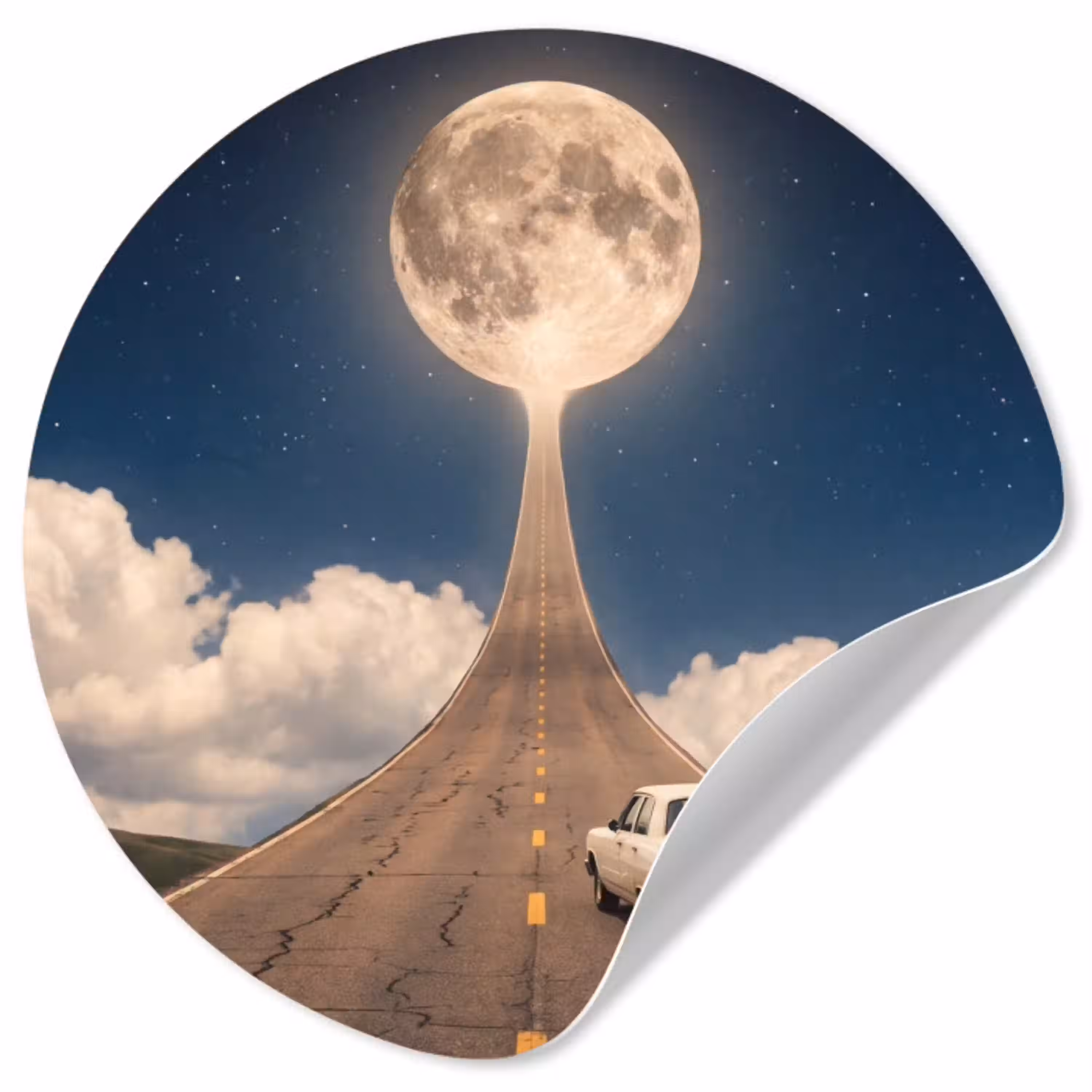 Weg - Maan - Nacht Wandcirkel behangsticker klein -3d