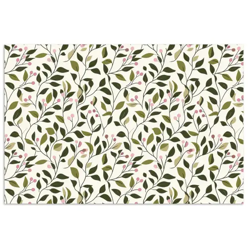 Bladeren - Bessen - Roze poster papier klein 62 -3d