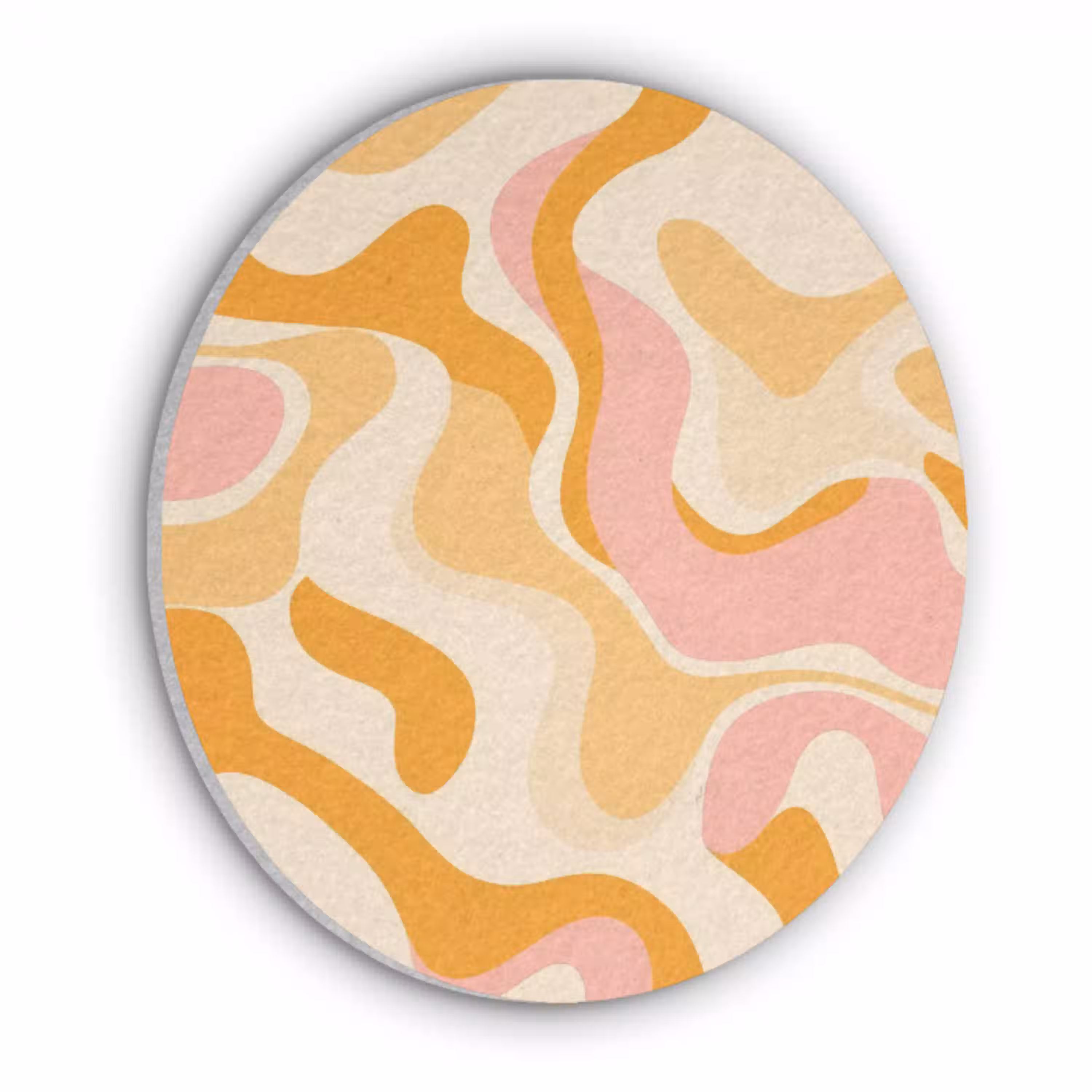 Abstract - Golvend - Oranje Akoestische PET Vilt - Rond klein -3d