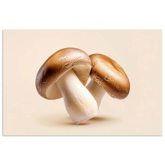 Champignons - Zacht - Beige poster papier klein -3d