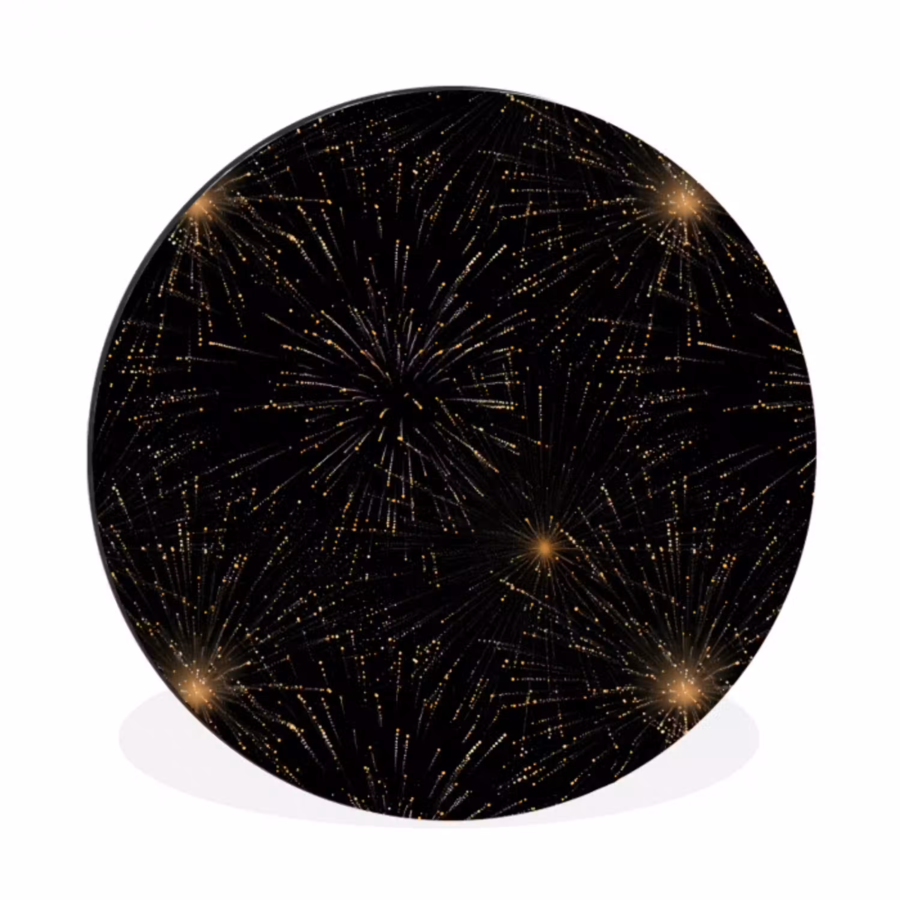 Vuurwerk - Patroon - Feestelijk - Goud - Zwart Wandcirkel aluminium klein 190 -3d