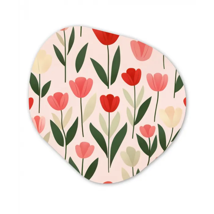 Tulpen - Modern - Roze Wandcirkel Organisch Forex 3mm klein -3d