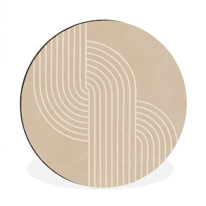 Parallelle lijnen - Lichte textuur - Beige Wandcirkel aluminium klein -3d
