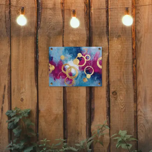 Cirkels - Goud - Abstract tuinposter los doek klein -sfeer1