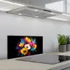 Bloemen - Kleurrijk - Graffiti - Modern - Boeket keuken achterwand spatscherm klein -3d_schuin