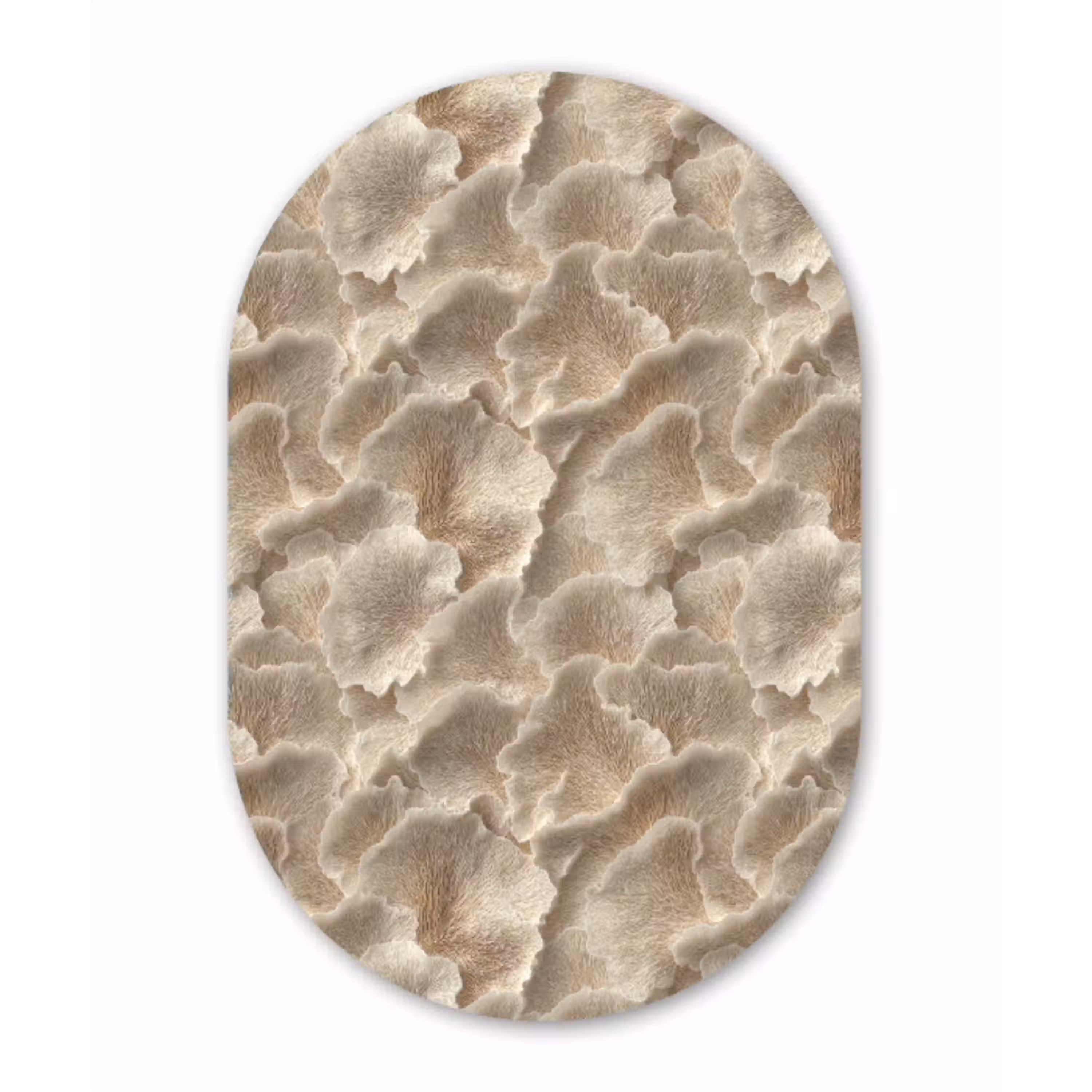 Waaierstructuren - Beige - Vezeltextuur Wandcirkel Ovaal Aluminium middel 839 -3d