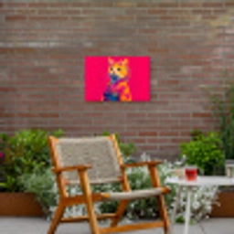 Kat - Kimono - Bloemen - Roze Tuinposter op houten frame 2 cm dik klein -sfeer3