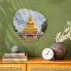 Boeddha - Buddha beeld - Goud - Religie Wandcirkel Organisch Forex 3mm klein -sfeer2