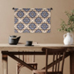 Floraal - Ornament - Blauw Wandkleed katoen klein 269 -sfeer6