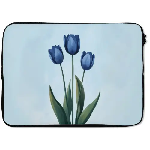 Tulpen - Blauw - Bladeren laptophoes neopreen klein -zkaufland3dotto