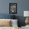 Dieren - Leeuw - Zwart - Wit - Portret fotolijst zwart zonder passe partout klein -sfeer3