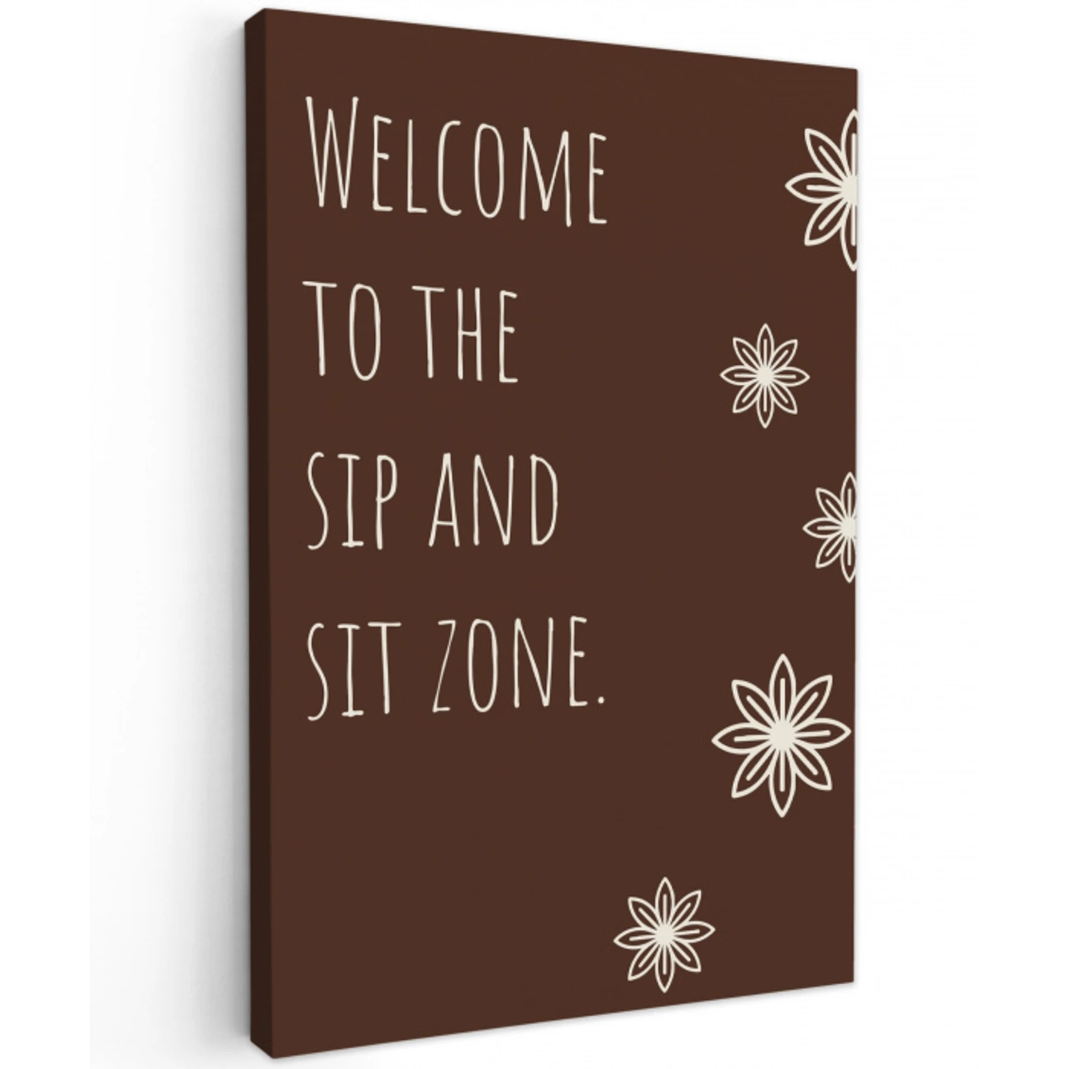 Bruin - Quote - Bloemen - Zomer Tuinposter op houten frame 2 cm dik klein -3d