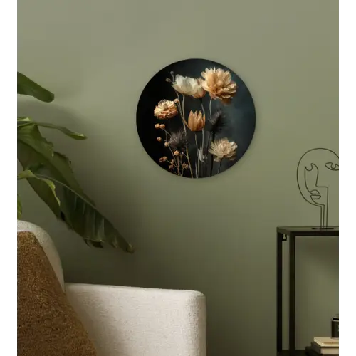 Boeket - Bloemen - Licht - Zwart Wandcirkel kunststof plaat 5mm dik klein -sfeer3